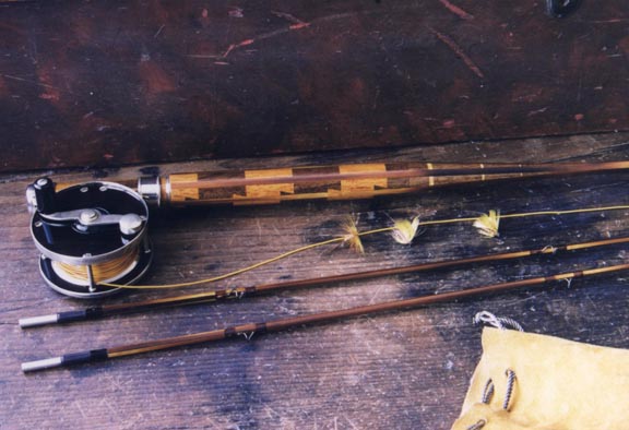 Old Time Fishing Bamboo Rod Antique Fishing Rod Reels Creels Pipe Smoking  GREAT